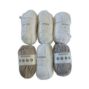 Paintbox Yarns Cotton DK Lot 6 Skeins White Taupe 100% Cotton Yarn